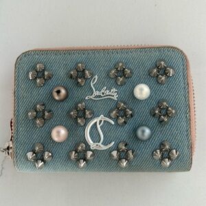 Louboutin DENIM Studded Wallet 3”x4”